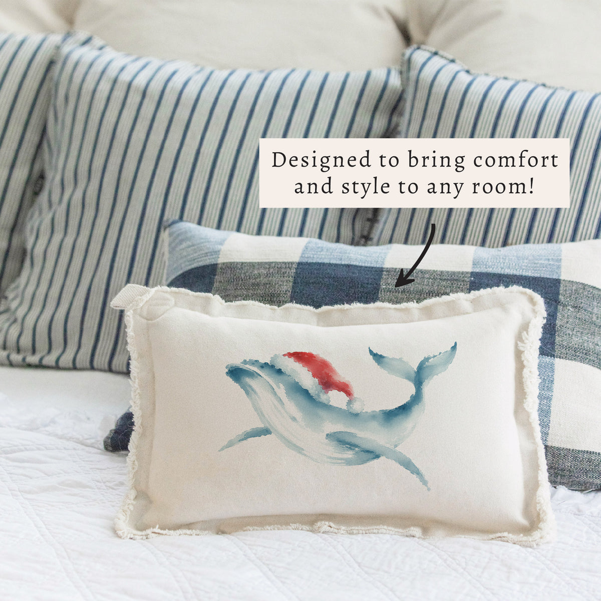 Holiday Whale Pillow