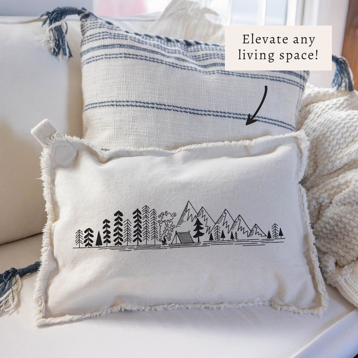 Mountain Campsite Sketch Pillow