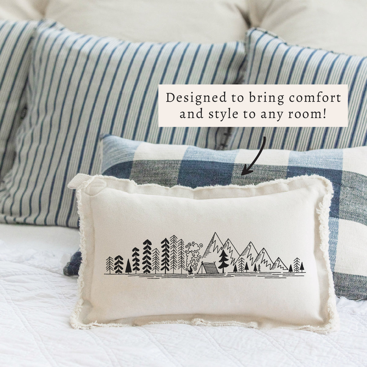 Mountain Campsite Sketch Pillow