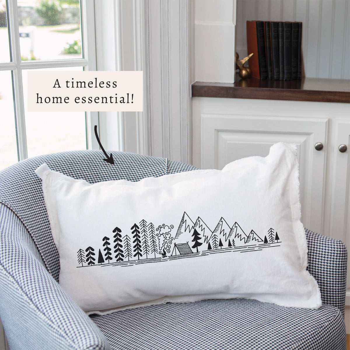 Mountain Campsite Sketch Pillow