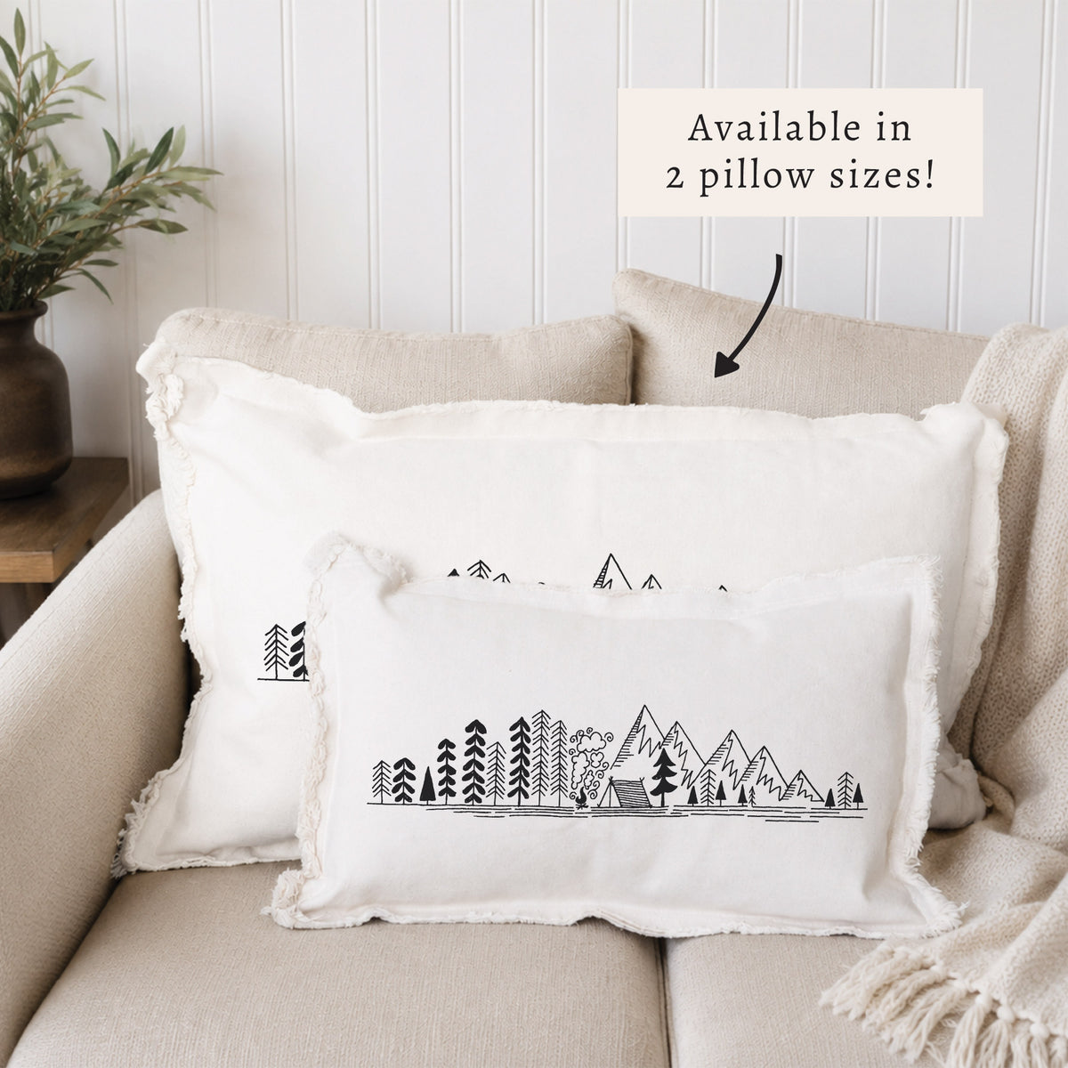 Mountain Campsite Sketch Pillow