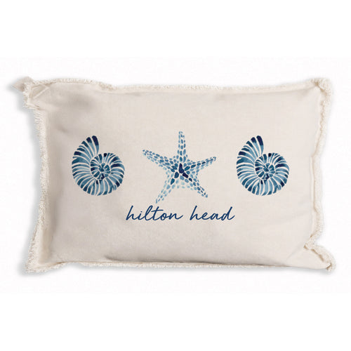 Blue Shell Starfish Personalized Pillow