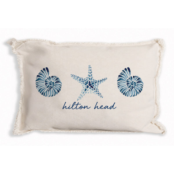 Blue Shell Starfish Personalized Pillow