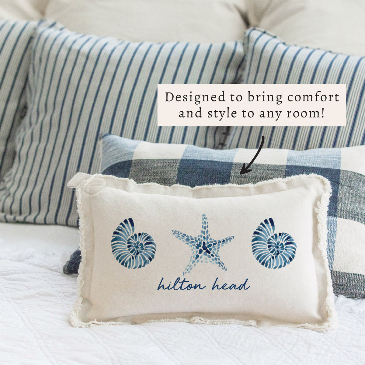 Blue Shell Starfish Personalized Pillow