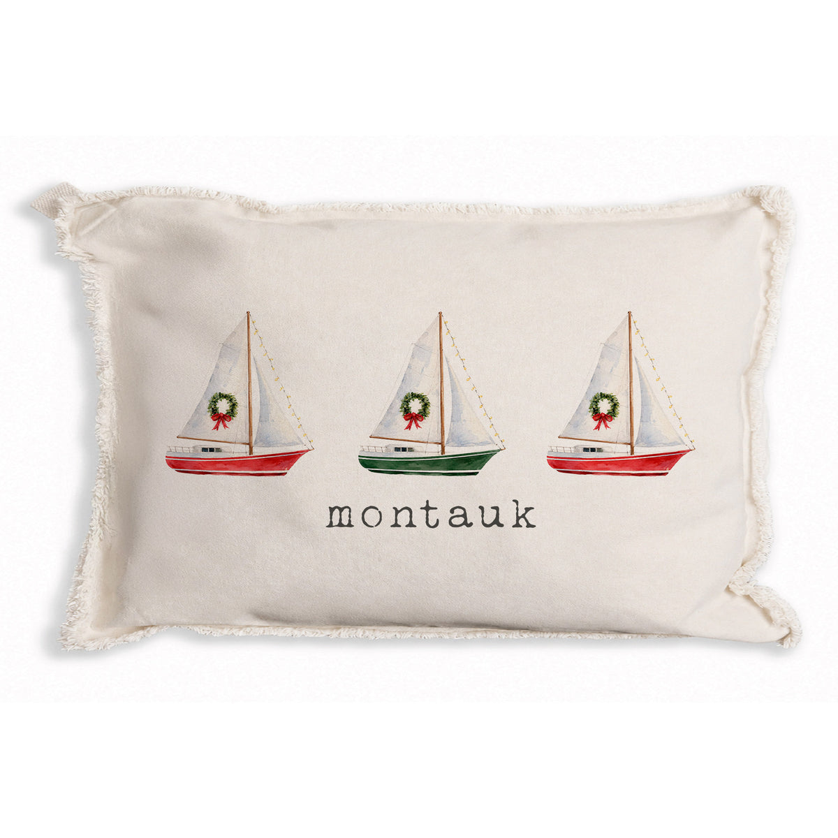 Sailboat Wreath Personalized Pillow