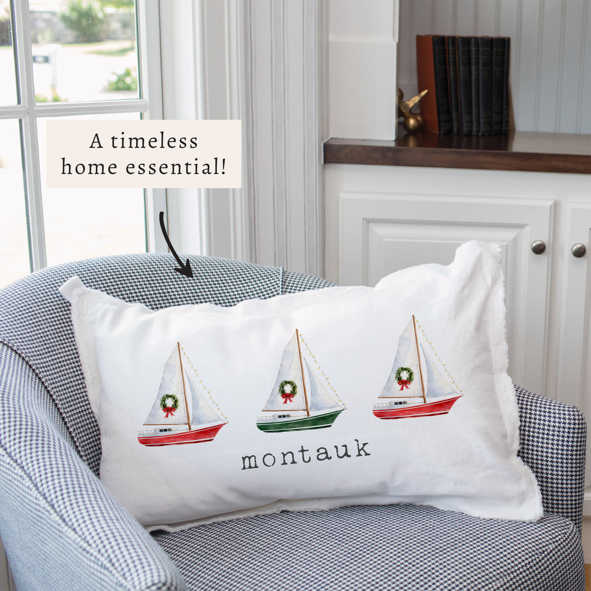 Sailboat Wreath Personalized Pillow