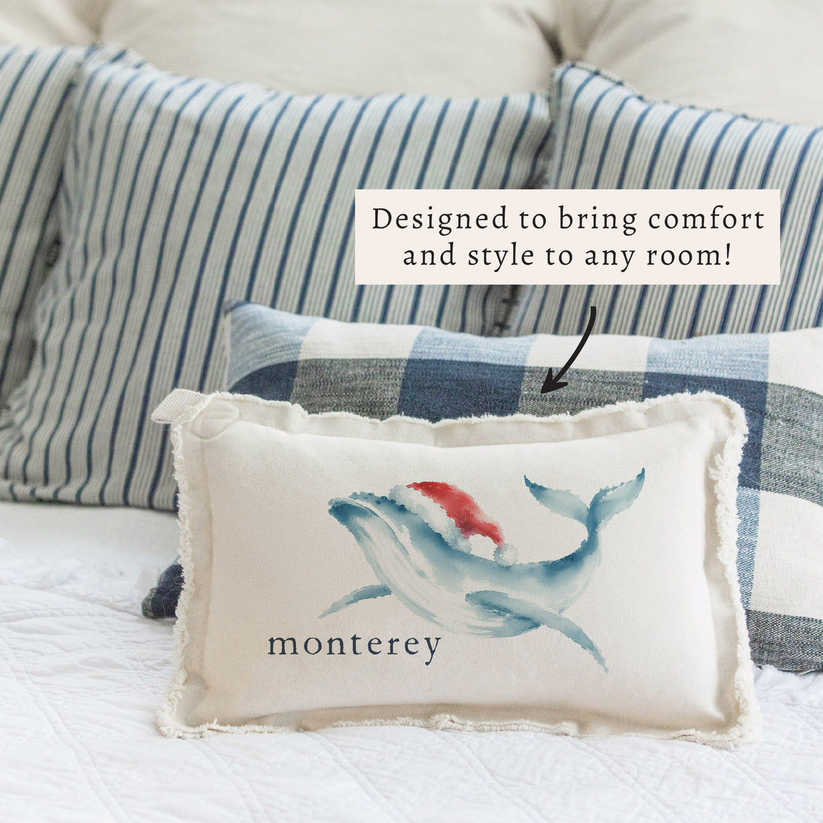 Holiday Whale Personalized Pillow