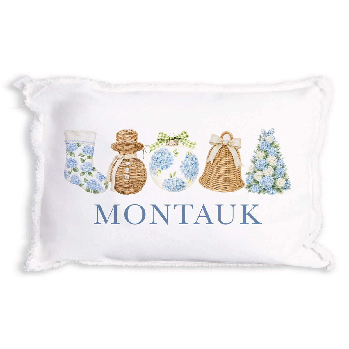 Holiday Hydrangea Icons Personalized Pillow