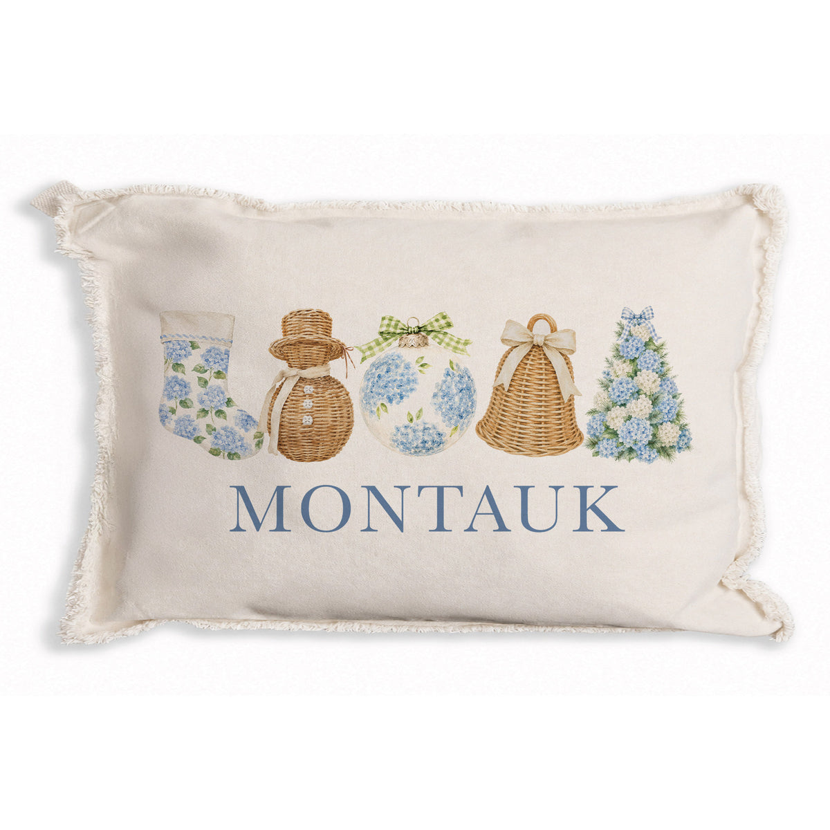 Holiday Hydrangea Icons Personalized Pillow