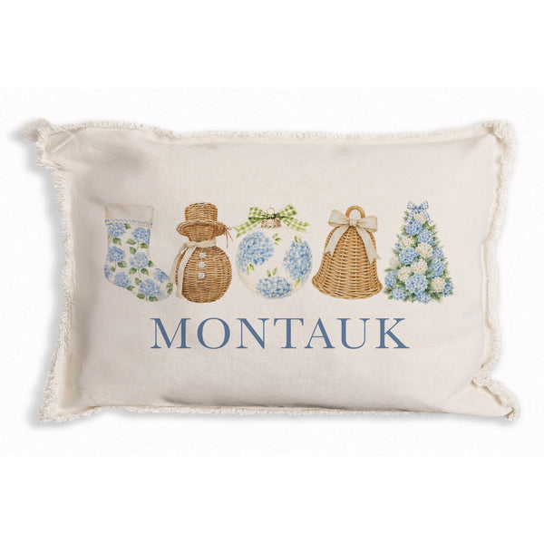 Holiday Hydrangea Icons Personalized Pillow