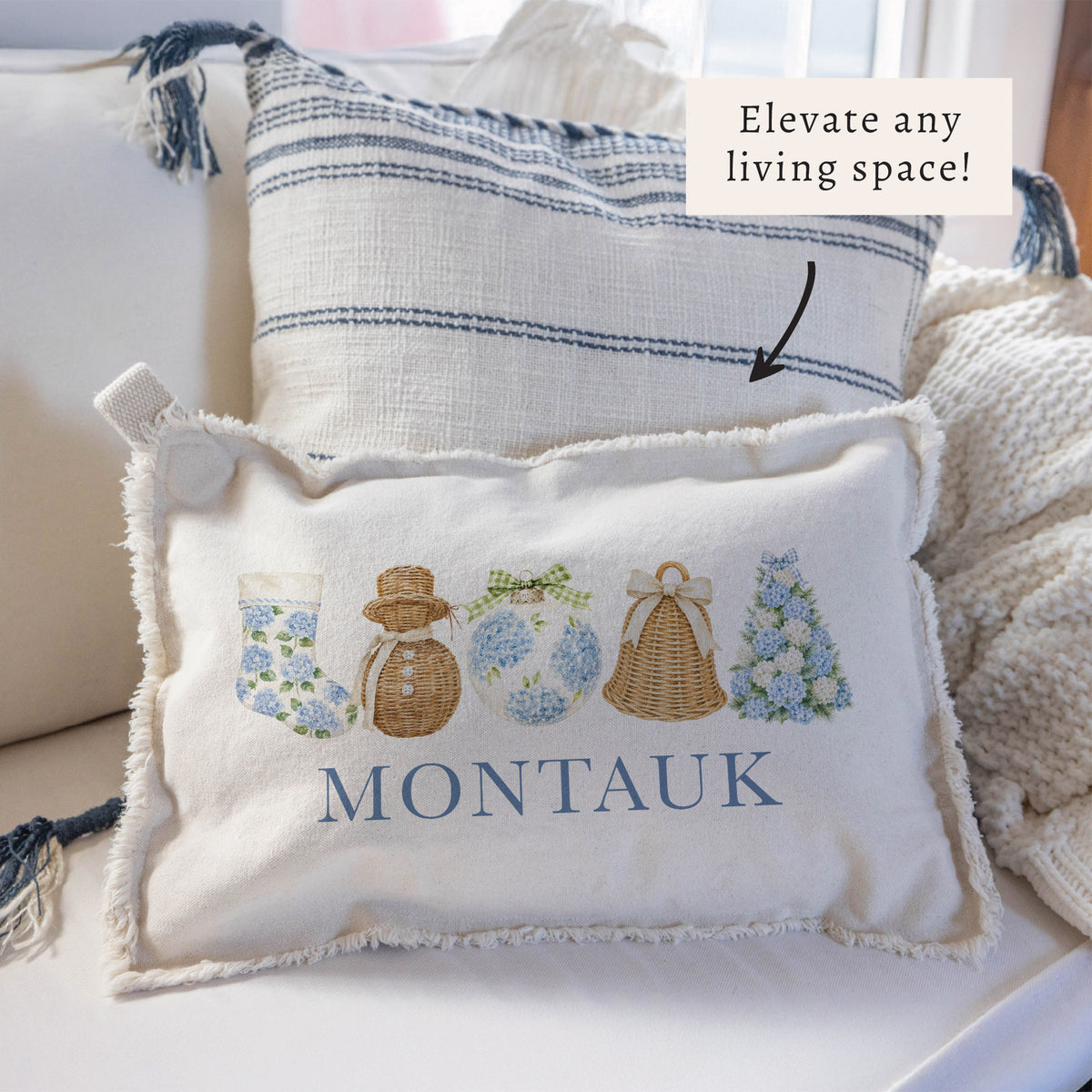 Holiday Hydrangea Icons Personalized Pillow