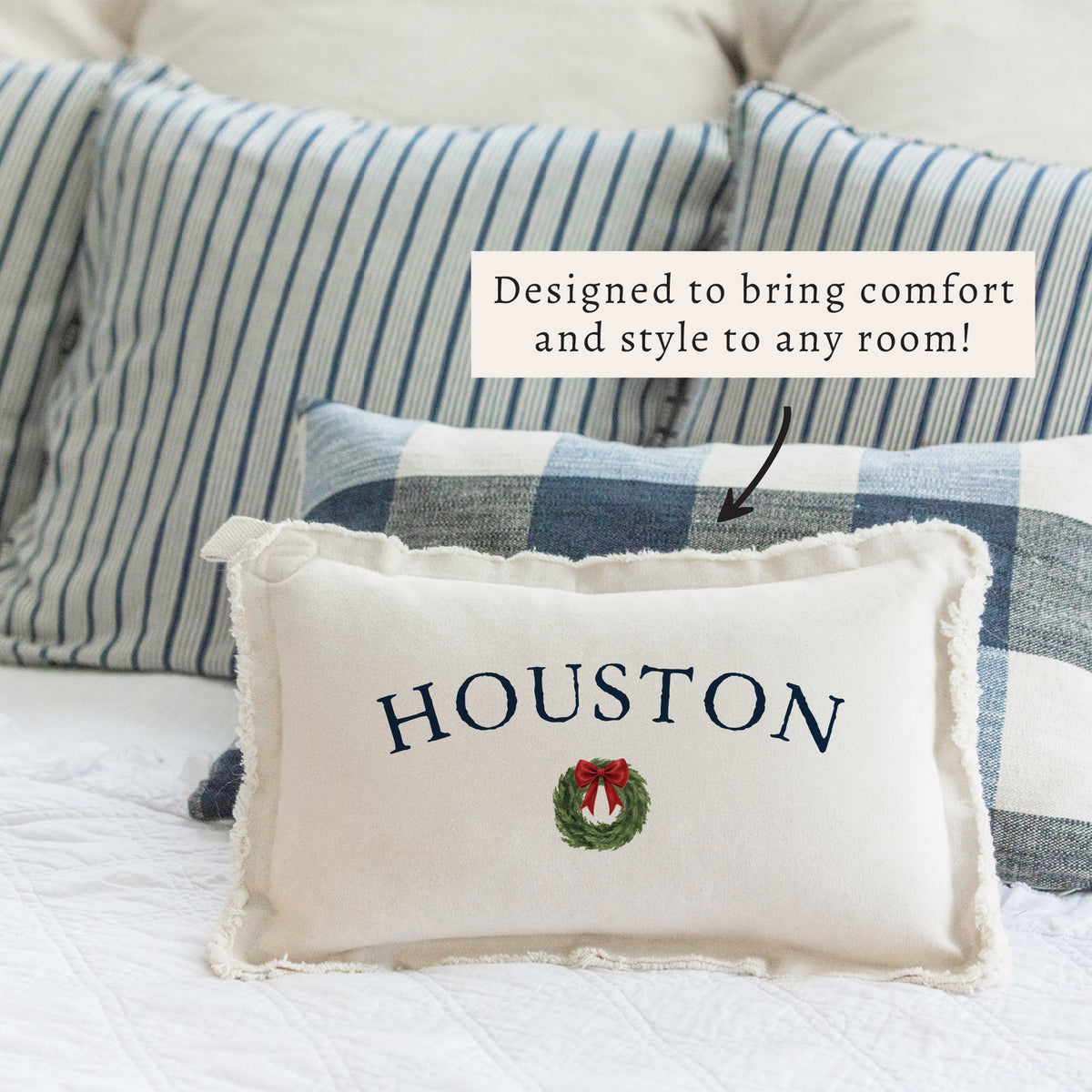 Holiday Wreath Personalized Pillow