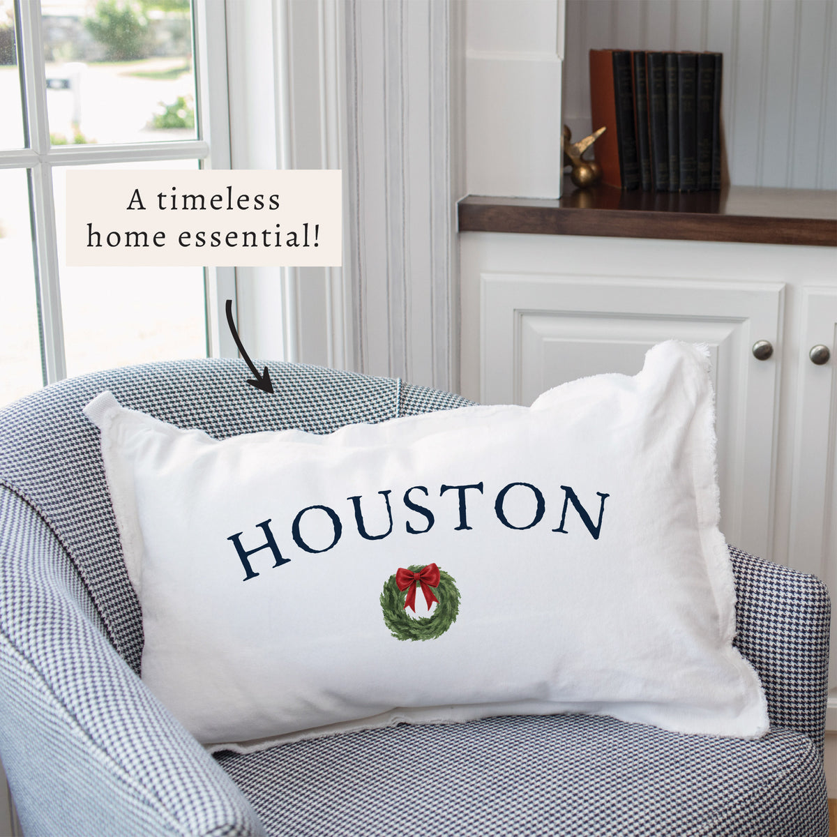 Holiday Wreath Personalized Pillow
