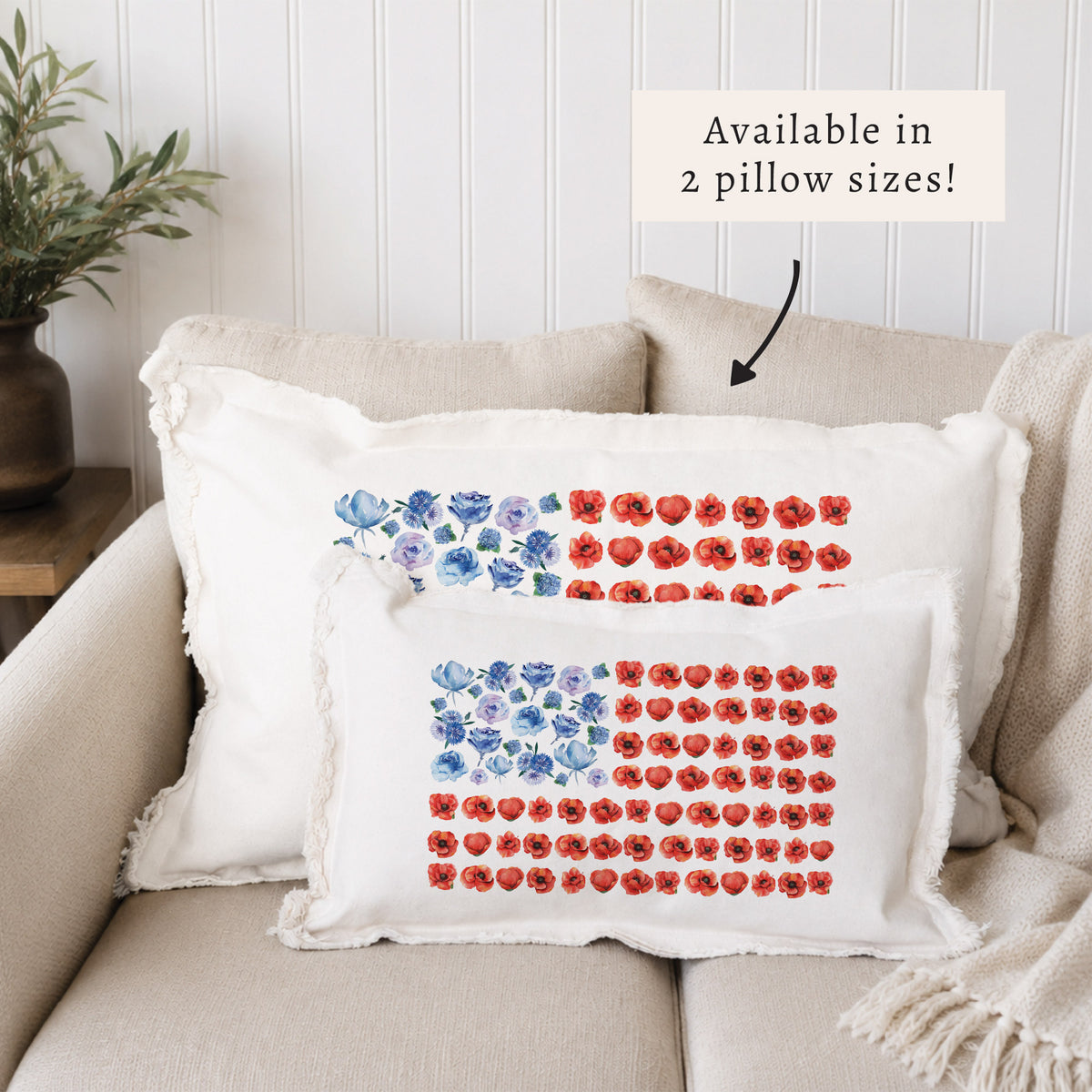 American Flag Floral Pillow