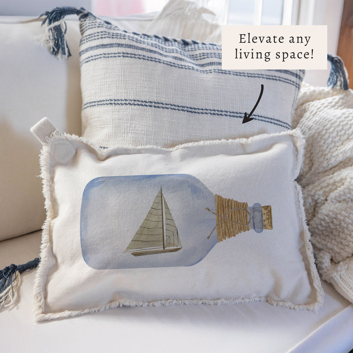 Sailboat In A Bottle Pillow