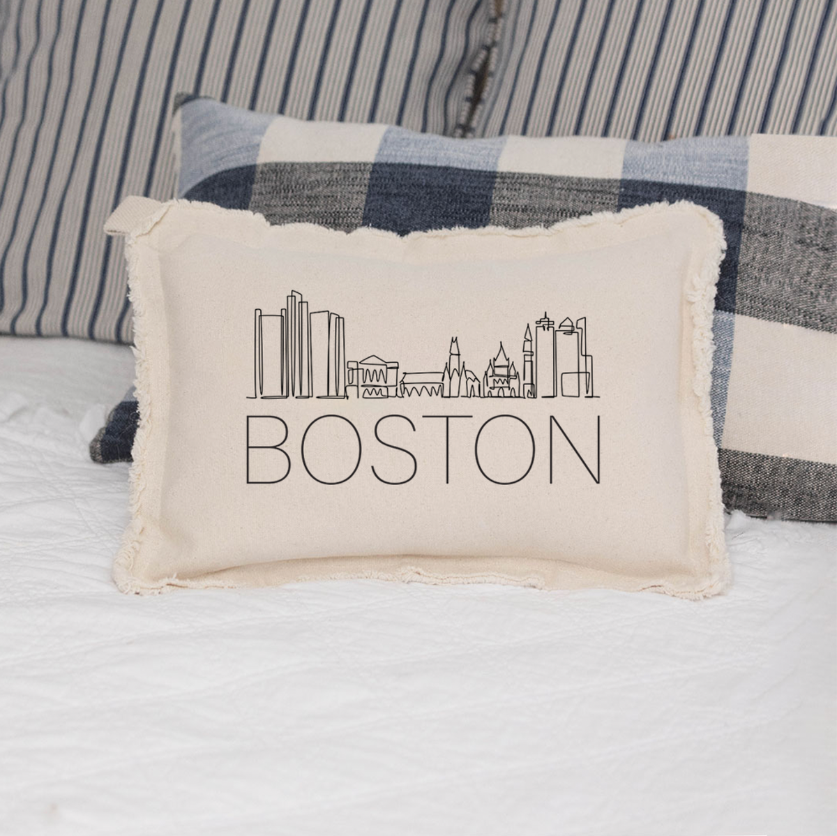 Line Art Boston Skyline Lumbar Pillow