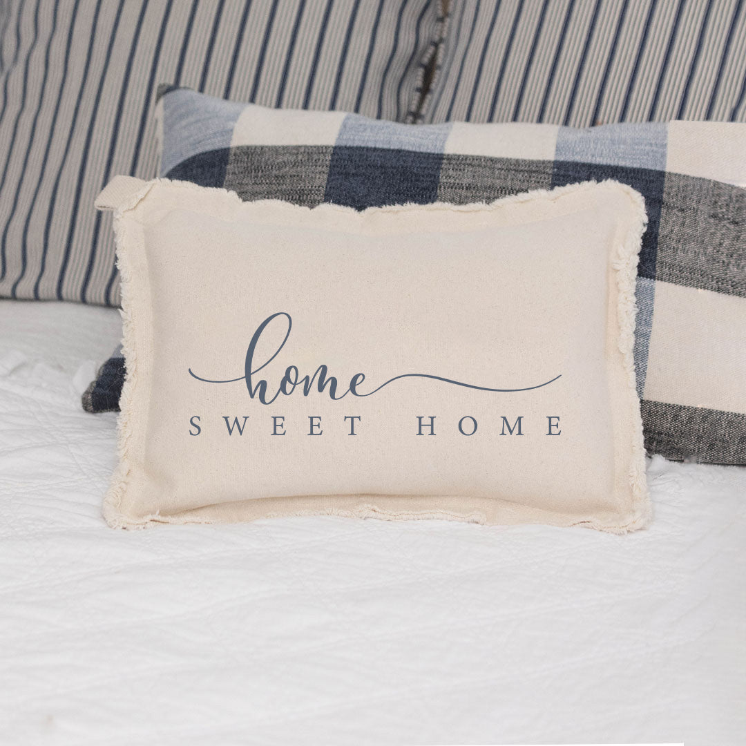 Grey and White Home Sweet Home Lumbar Pillow