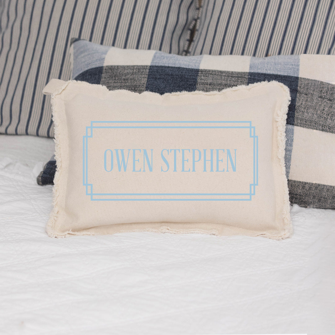 Blue Gingham Personalized Lumbar Pillow