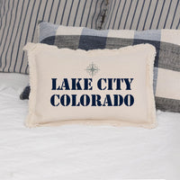 Compass Two Line Text Personalized Lumbar Pillow