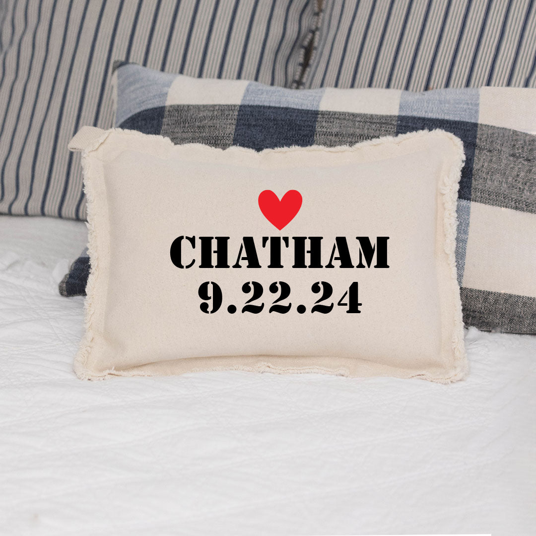 Personalized Heart Two Line Text Lumbar Pillow