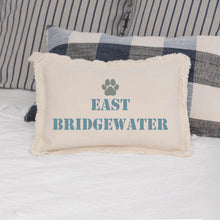 Load image into Gallery viewer, Personalized Paw Print Two Line Text Lumbar Pillow
