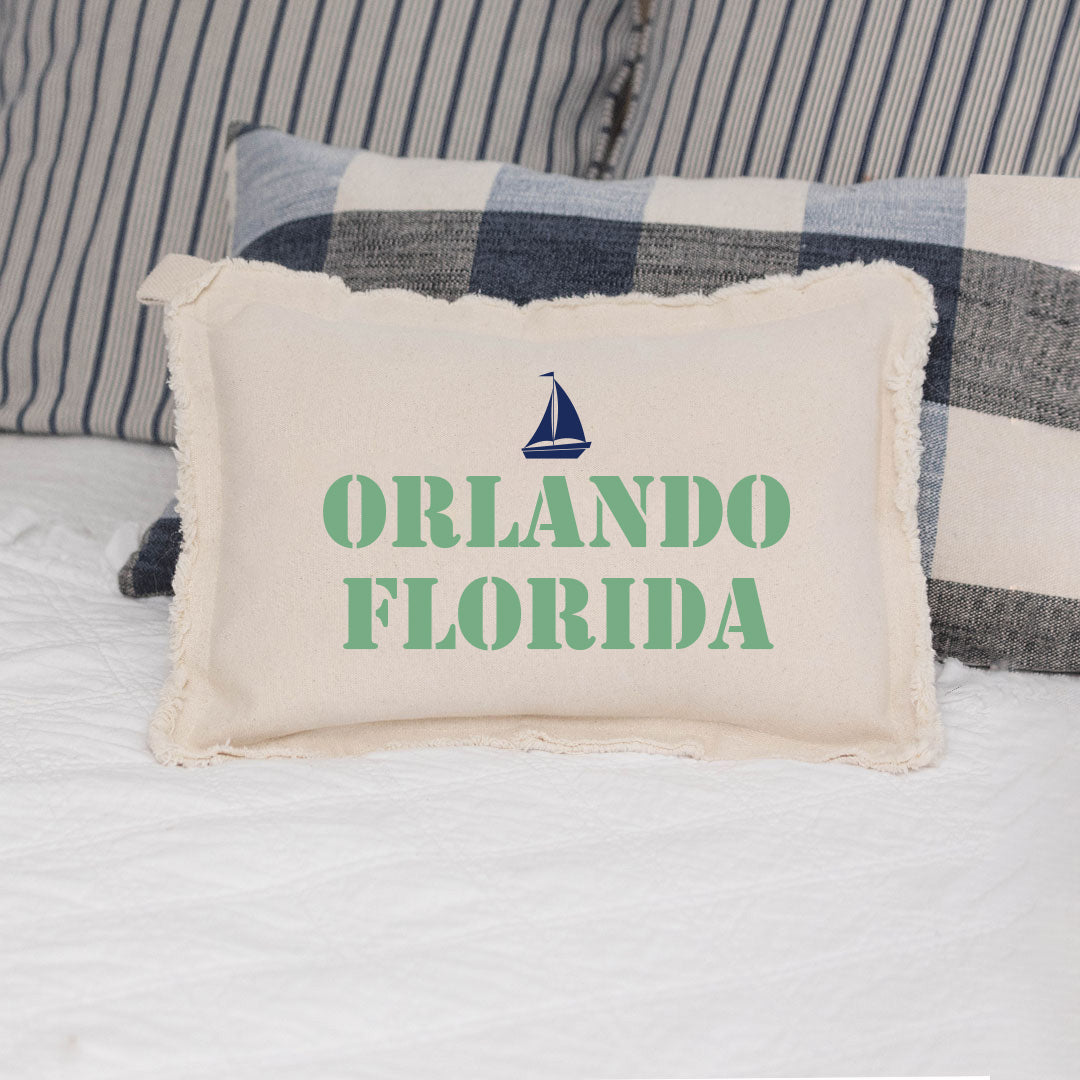 Personalized Sailboat Two Line Text Lumbar Pillow