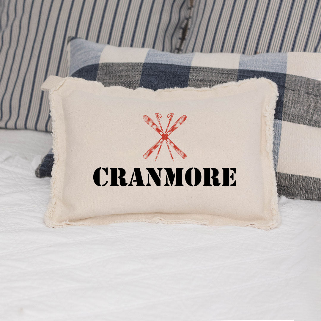 Personalized Skis One Line Text Lumbar Pillow