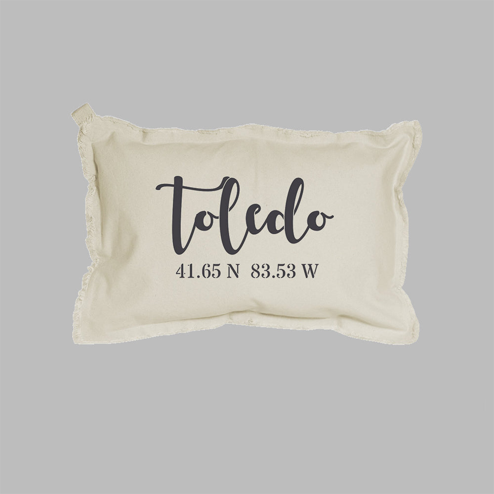 Your Word Script + Coordinates Times Personalized Lumbar Pillow