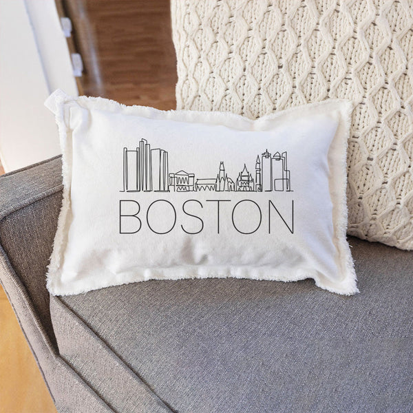 Boston Line Art Skyline Lumbar Pillow