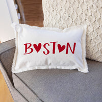 Red Boston Heart Lumbar Pillow