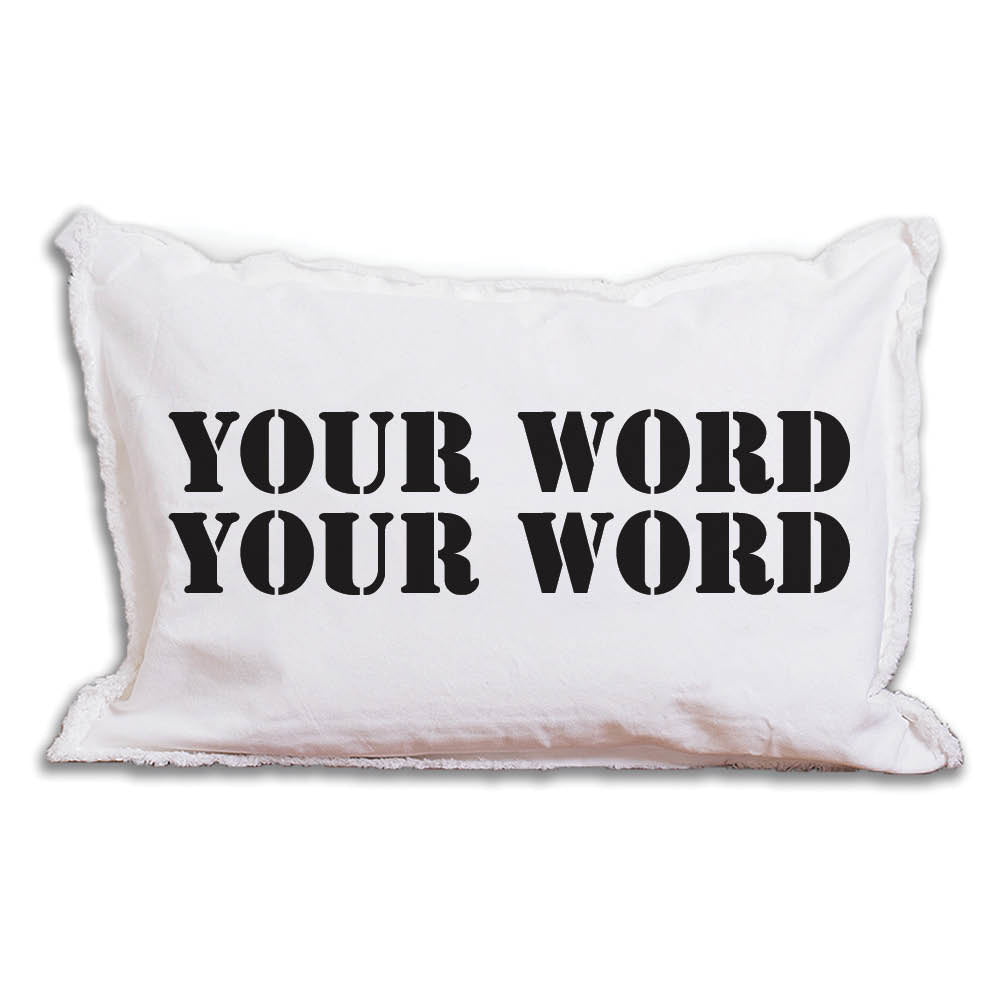 Your Word Two Lines Stencil Personalized Lumbar Pillow