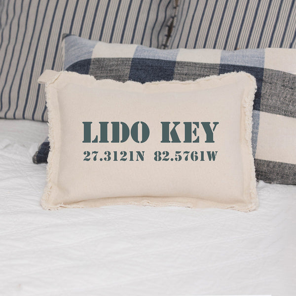 Your Word + Coordinates Stencil Personalized Lumbar Pillow