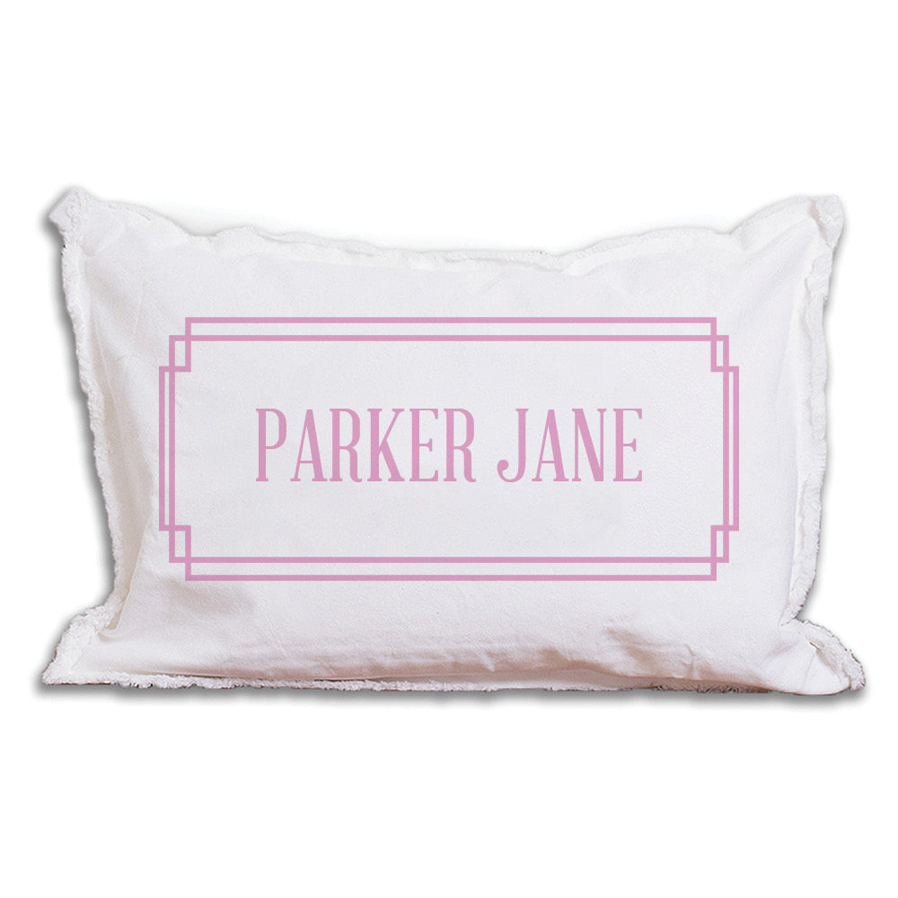 Personalized Pink Gingham Lumbar Pillow