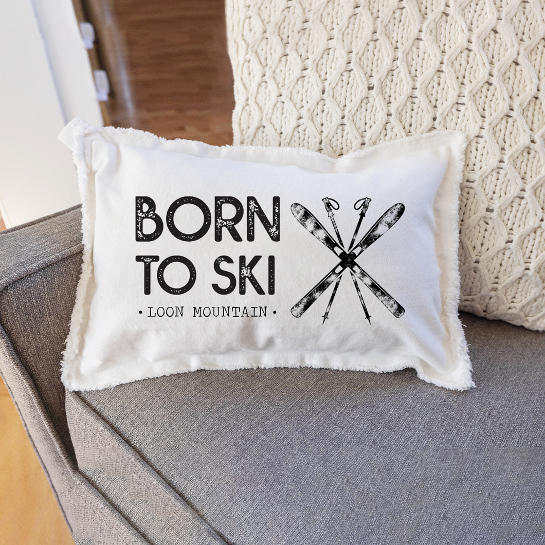 Personalized Born To Ski Lumbar Pillow