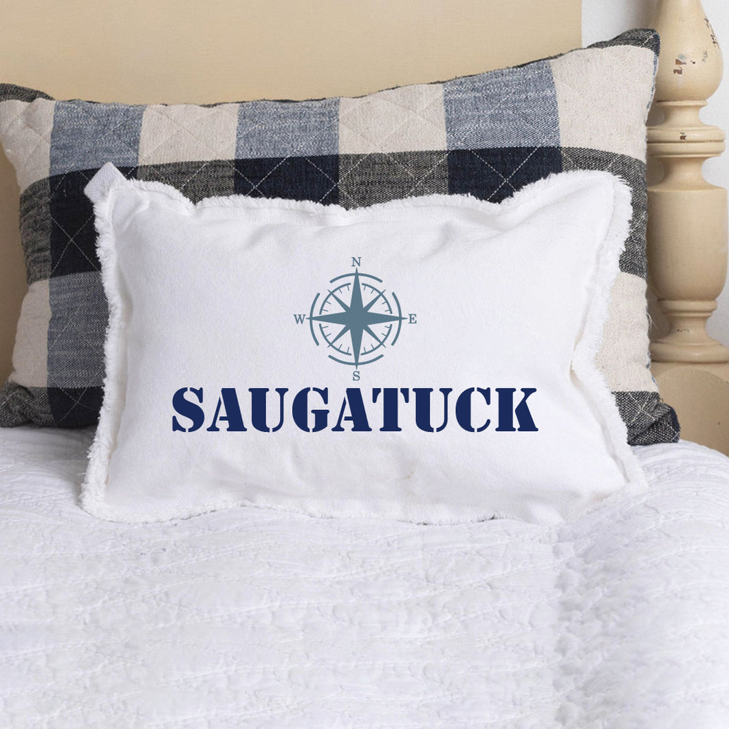 Personalized Compass One Line Text Lumbar Pillow