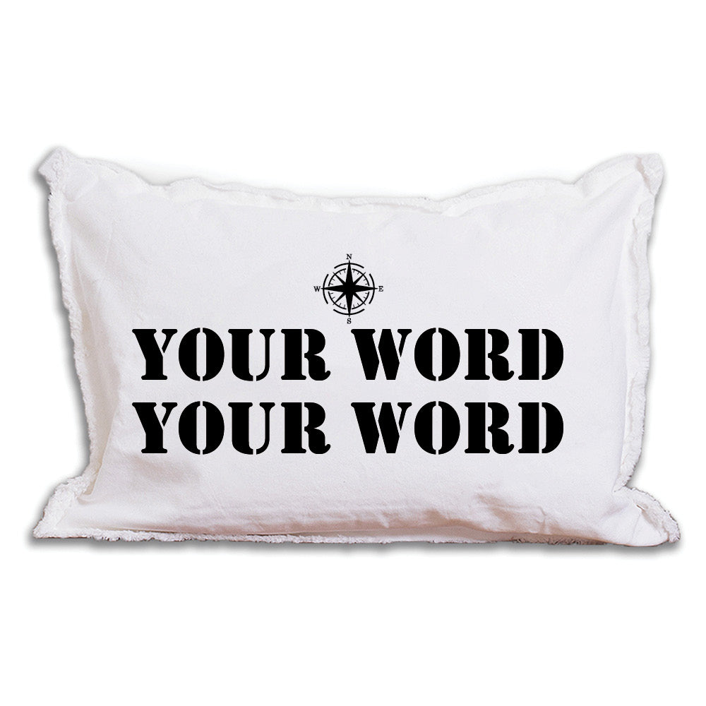 Compass Two Line Text Personalized Lumbar Pillow