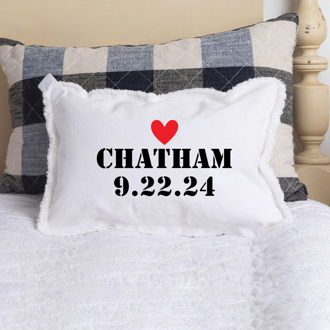 Personalized Heart Two Line Text Lumbar Pillow