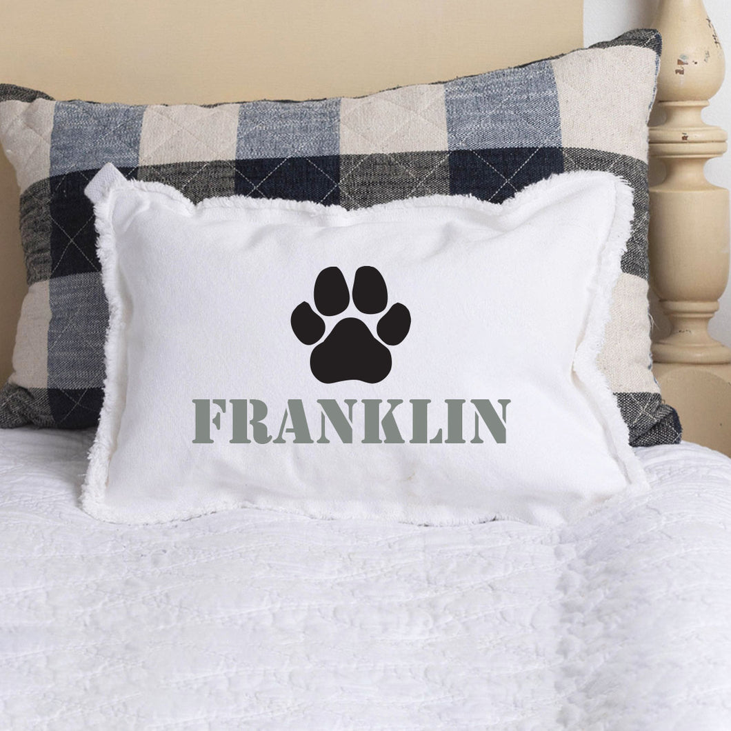 Personalized Paw Print One Line Text Lumbar Pillow