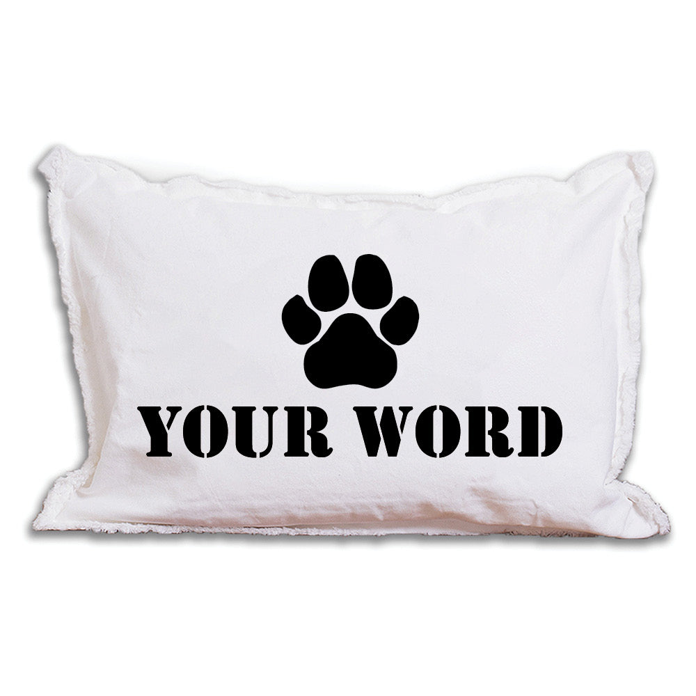Paw Print One Line Text Personalized Lumbar Pillow