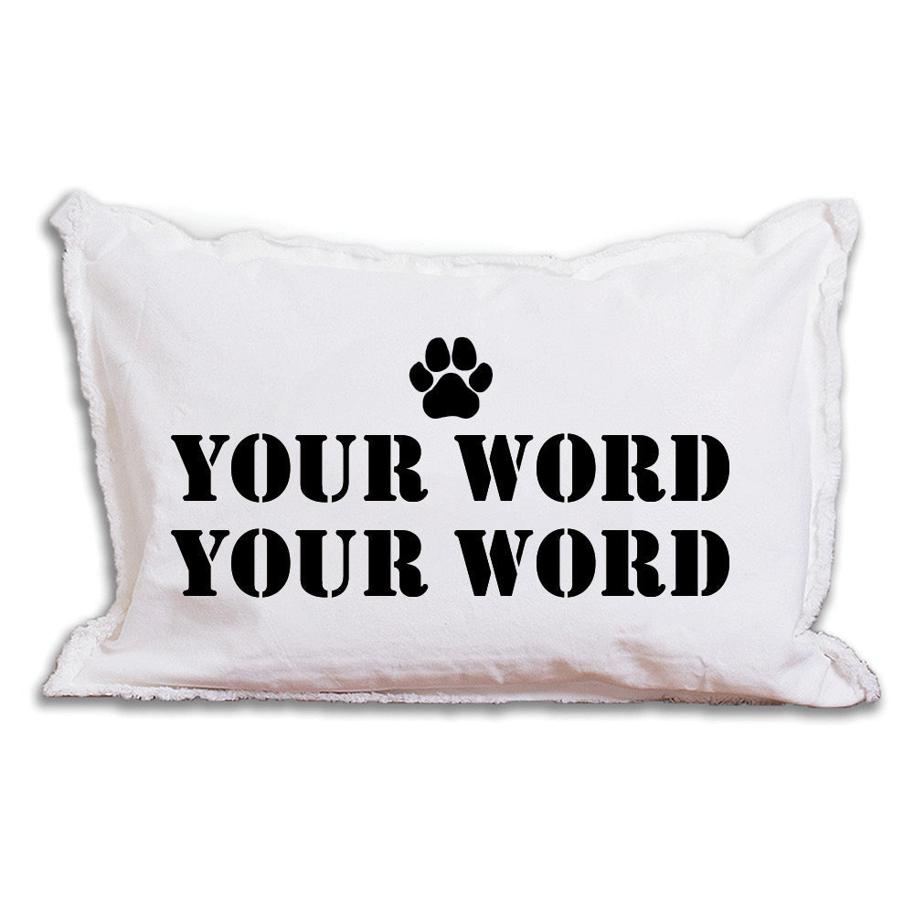 Paw Print Two Line Text Personalized Lumbar Pillow