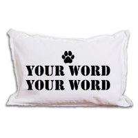 Paw Print Two Line Text Personalized Lumbar Pillow