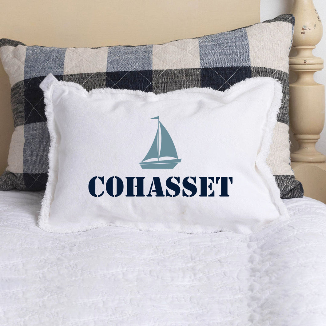 Personalized Sailboat One Line Text Lumbar Pillow