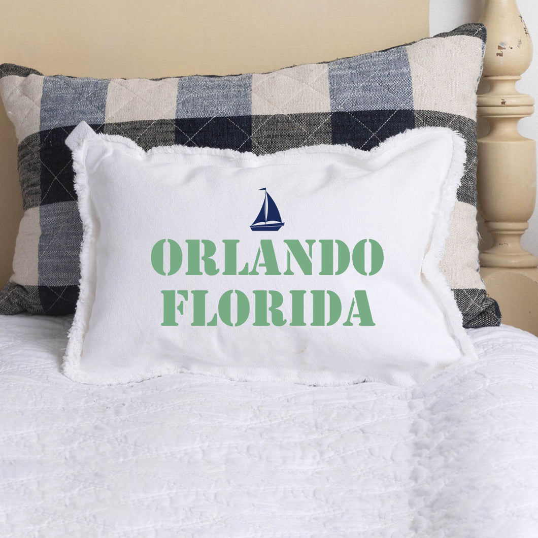 Personalized Sailboat Two Line Text Lumbar Pillow