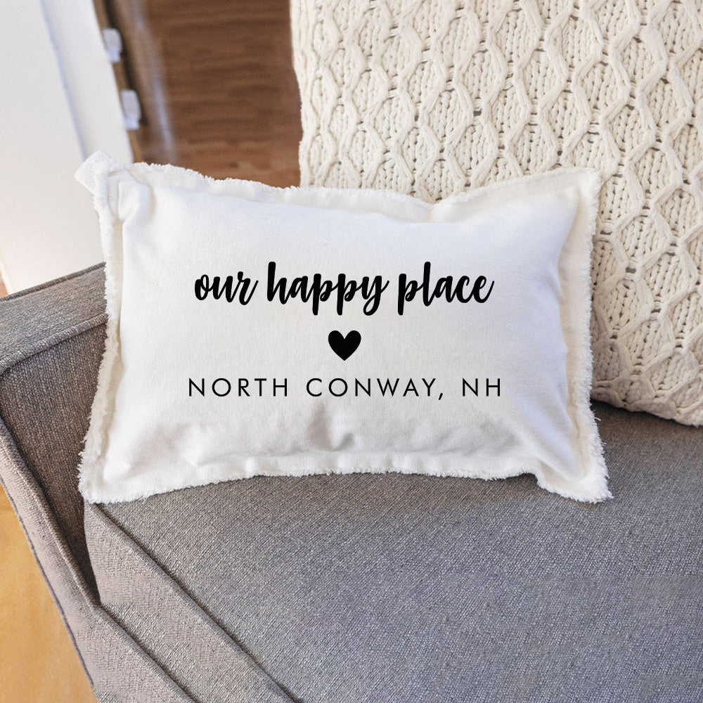 Personalized Our Happy Place Lumbar Pillow