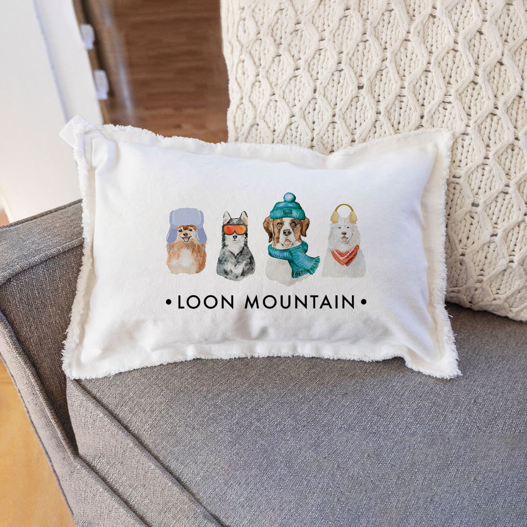 Personalized Ski Pup Lumbar Pillow