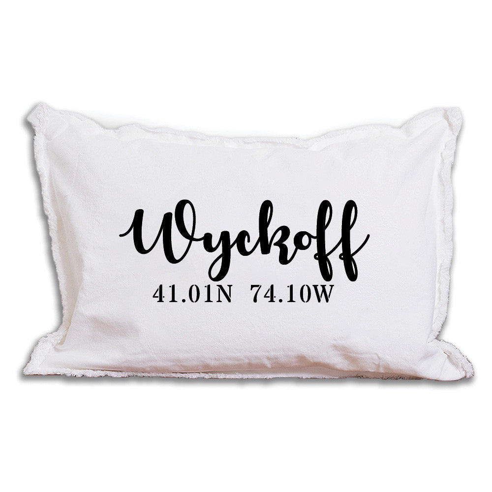 Your Word Script + Coordinates Times Personalized Lumbar Pillow