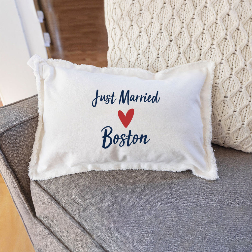 Personalized Just Married Lumbar Pillow