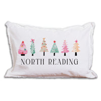 Personalized Merry & Bright Festive Christmas Trees Lumbar Pillow