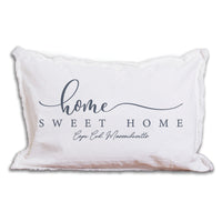 Personalized Grey and White Home Sweet Home Lumbar Pillow