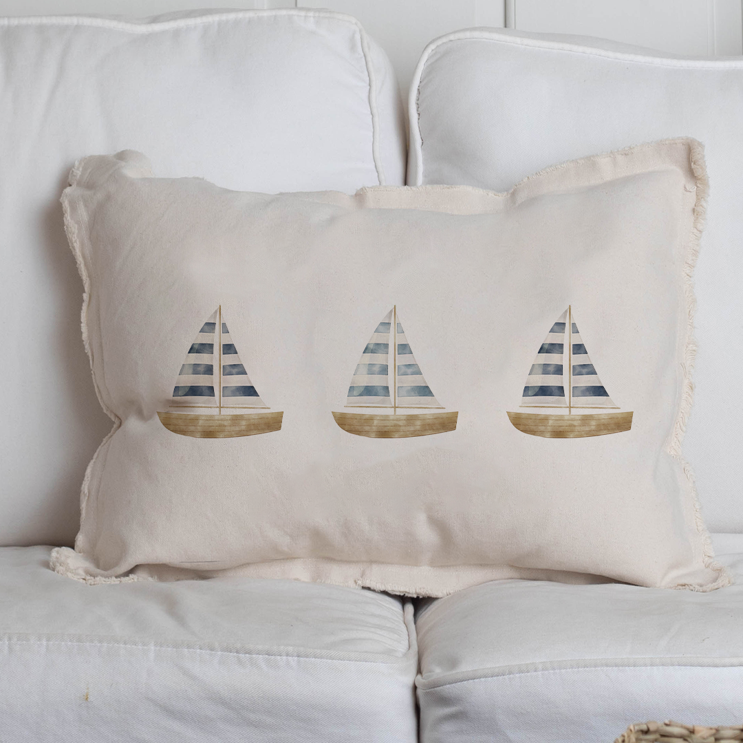 Watercolor Sailboat Lumbar Pillow